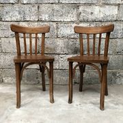 Pair of bistro chairs troquet Parisien in curved wood 1950