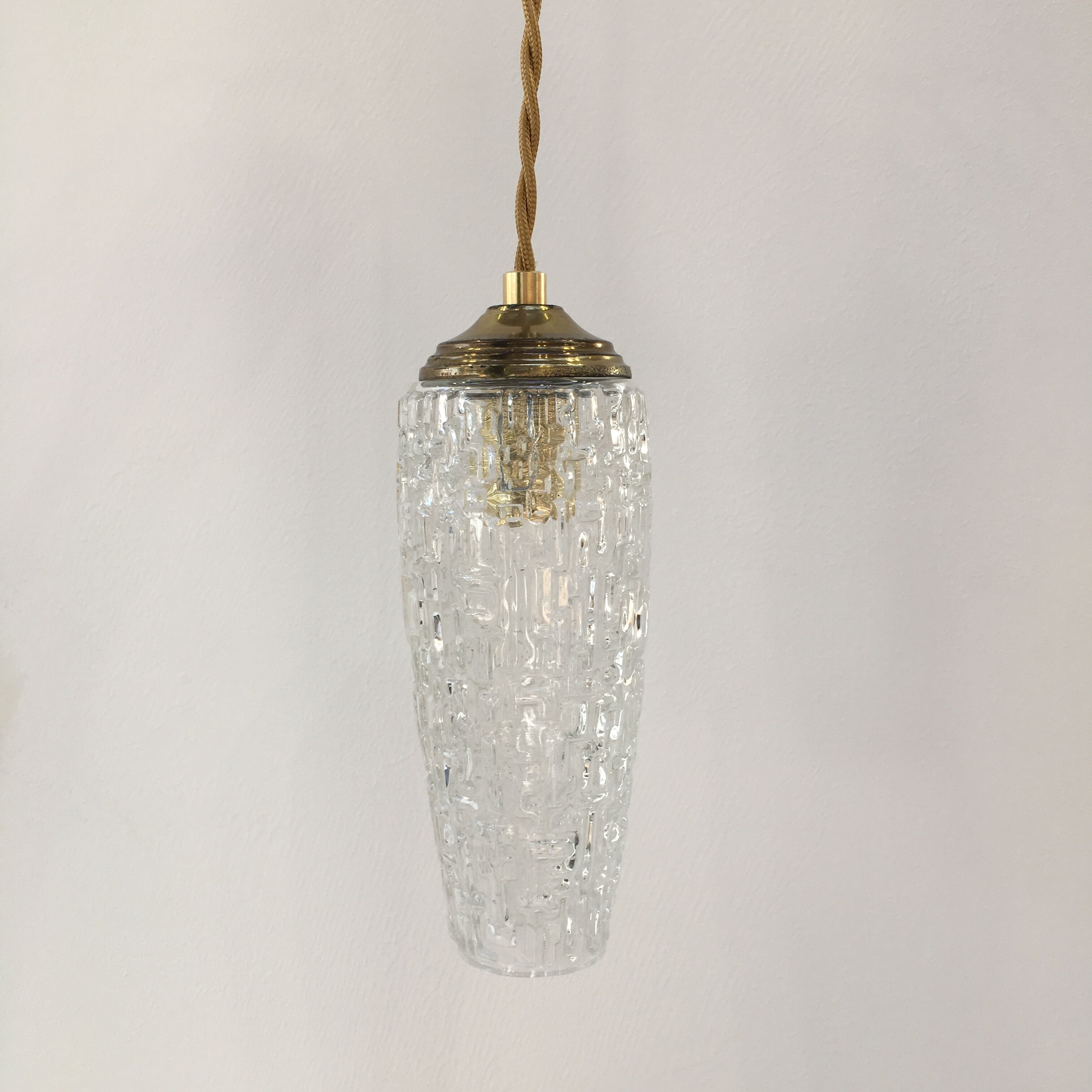 Vintage pressed glass pendant lamp