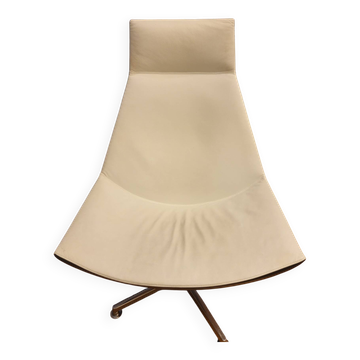 Kastel Kayak armchair in white leather, Modern Italy