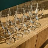 10 flûtes à champagne vintage en verre à facettes
