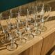 10 vintage champagne flutes in faceted glass