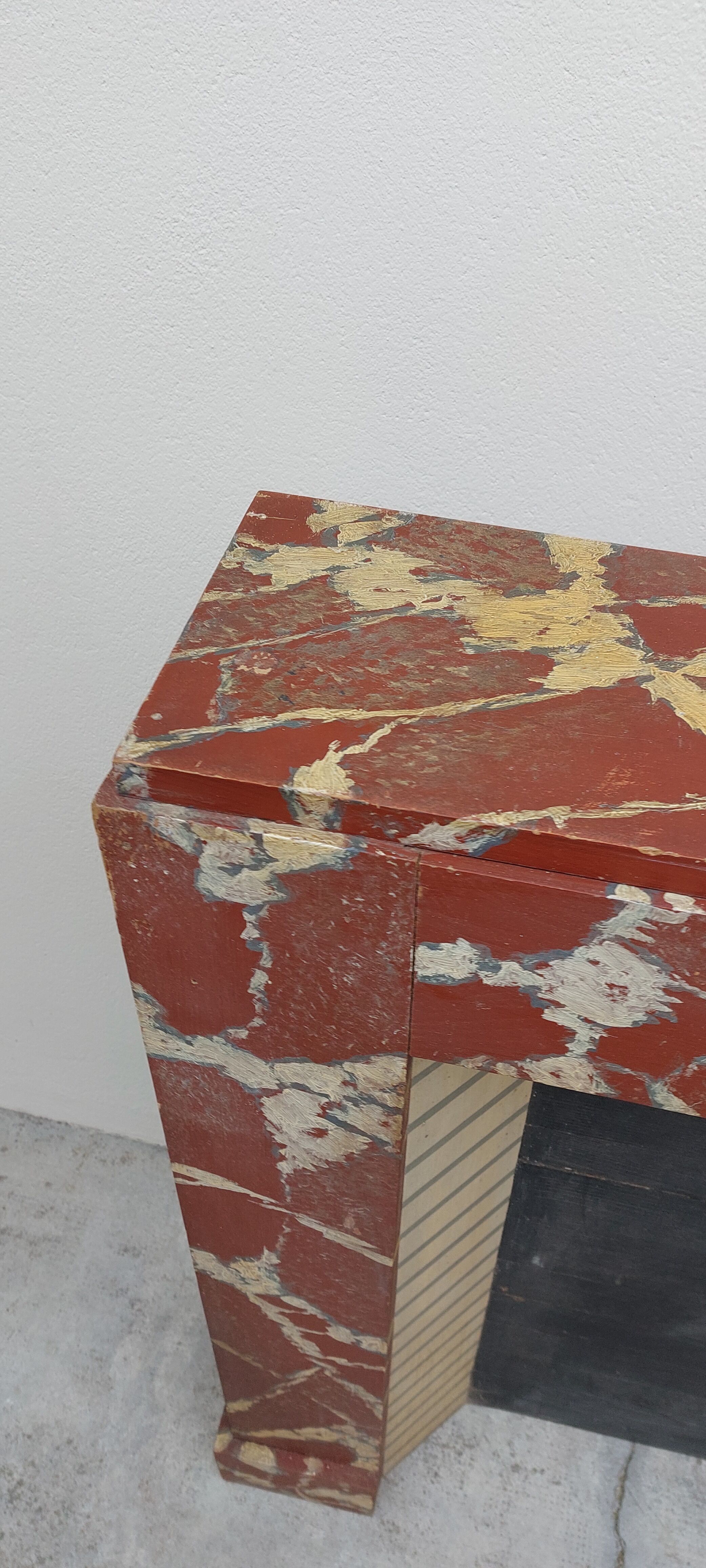 Wooden fireplace imitation marble 1900