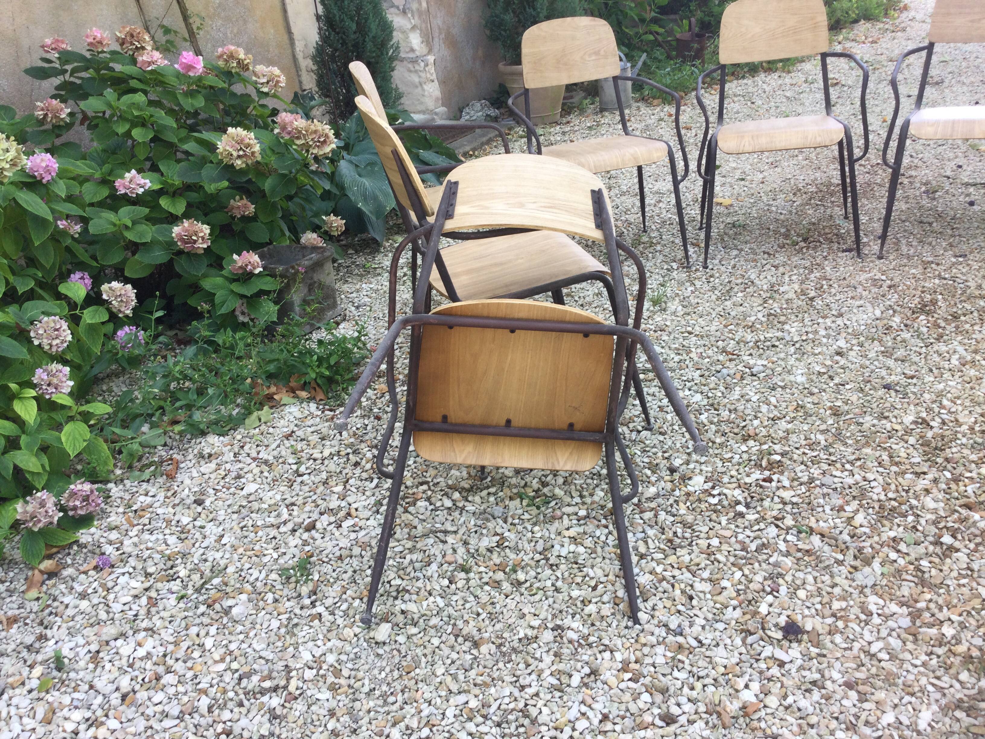 Lot de 6 chaises bois et fer