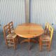 Old dining table vintage pine wooden chairs