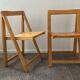 Pair of folding chairs from the 70s in solid beech