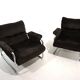 Lot de 2 fauteuils lounge cantilever chromés Herlag par Johan Bertil Häggström