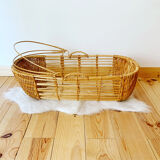 Vintage wicker and rattan bassinet