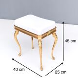 Midcentury White Plastic Seat Ottoman with Cast Brass Legs, Italy