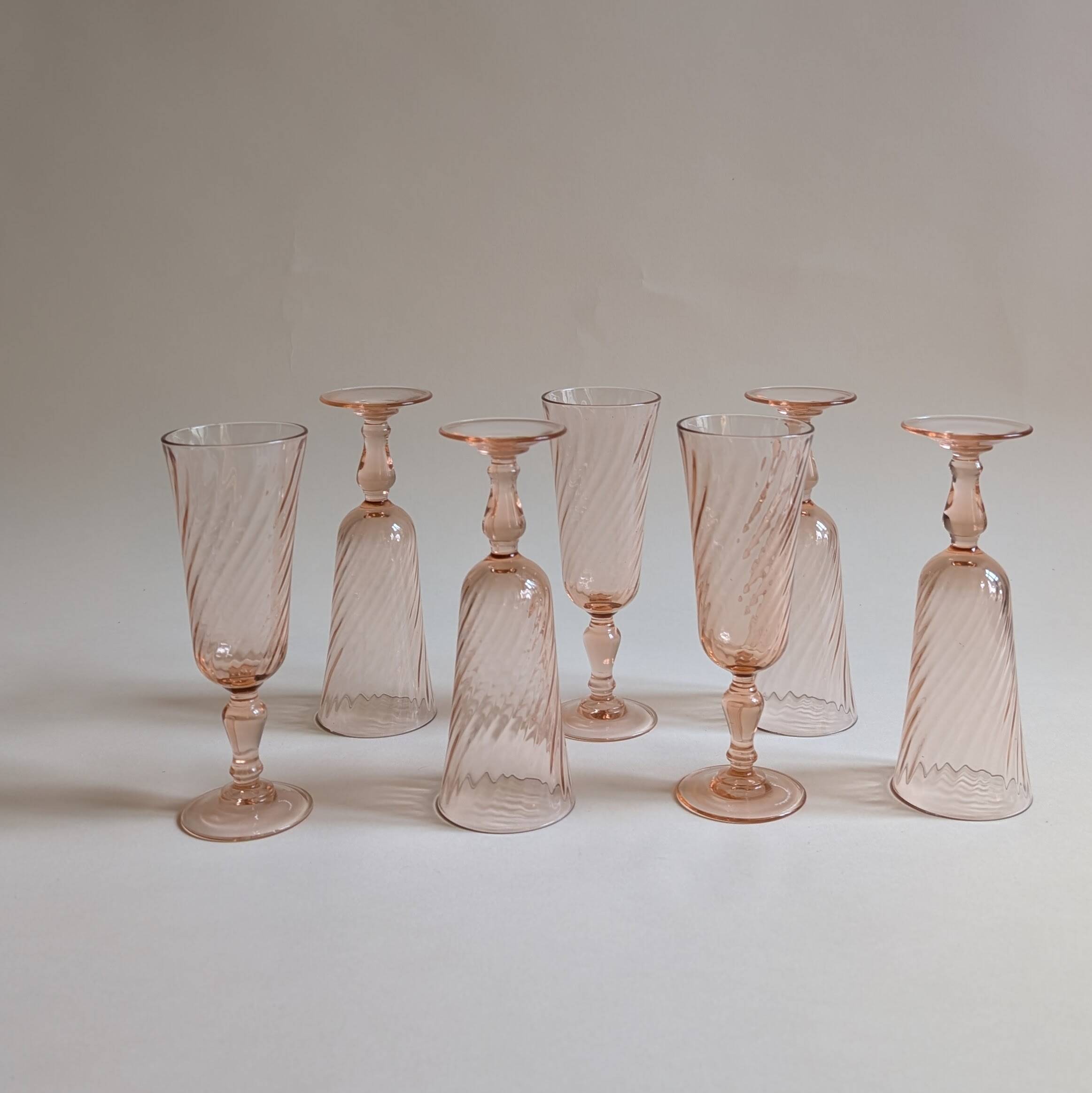 Flûtes Rosaline, Arcoroc France, années 70-80