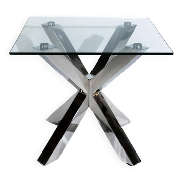 Vintage Italian coffee table "Starlight" with a glass top and metal legs.