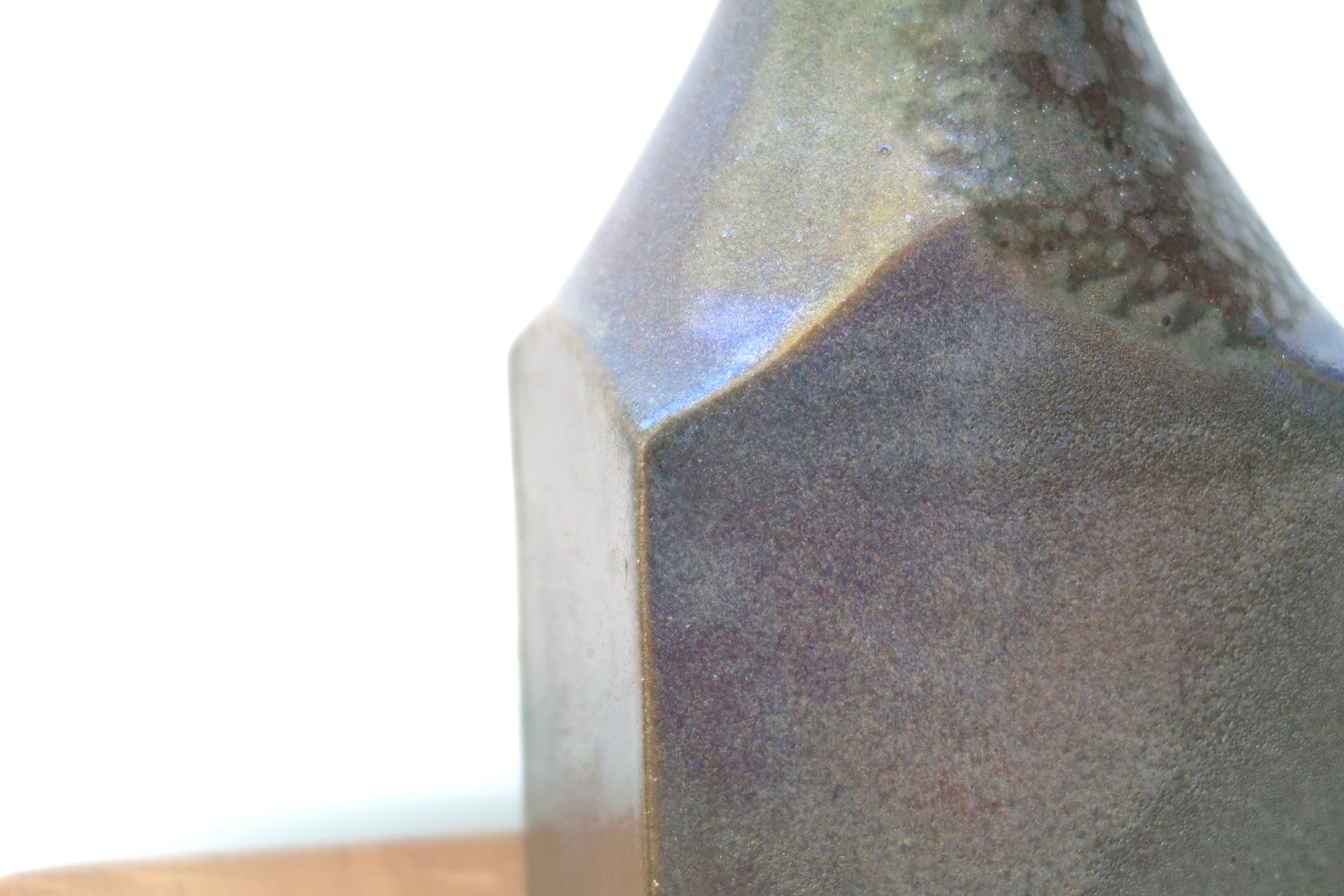 Signed sandstone bottle vase, 70s