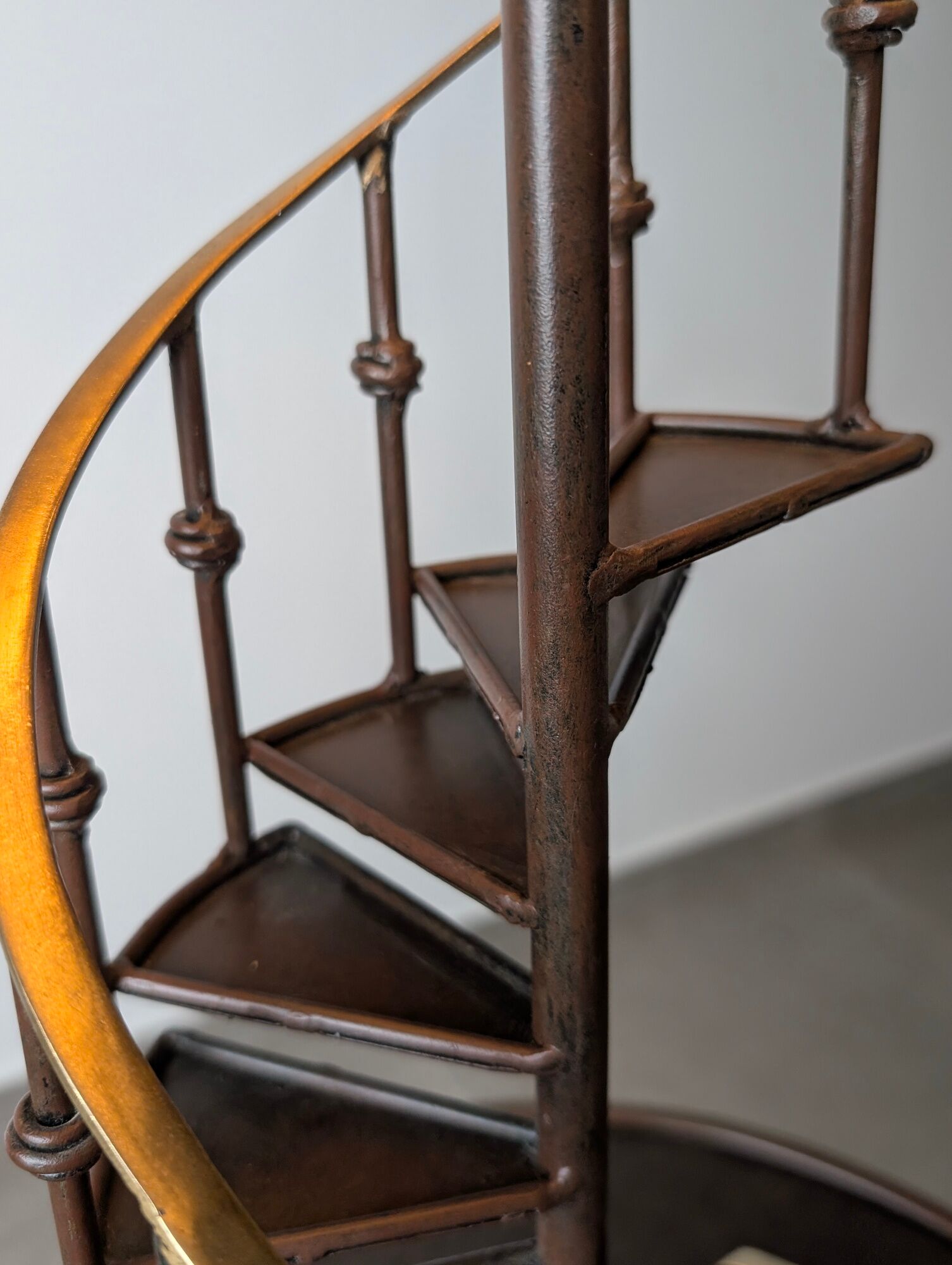 French Floor Lamp with Spiral Staircase, iron and brass, Mid-Century