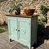 Small Parisian vintage sage green sideboard