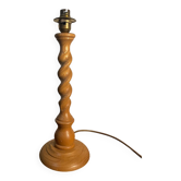 English turned wood twist lamp base from the 60s