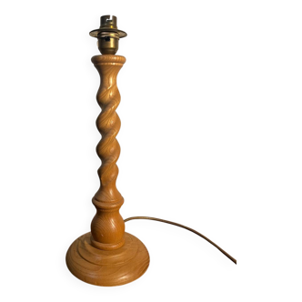 English turned wood twist lamp base from the 60s