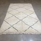 White/black berbere wool carpet  205x320cm