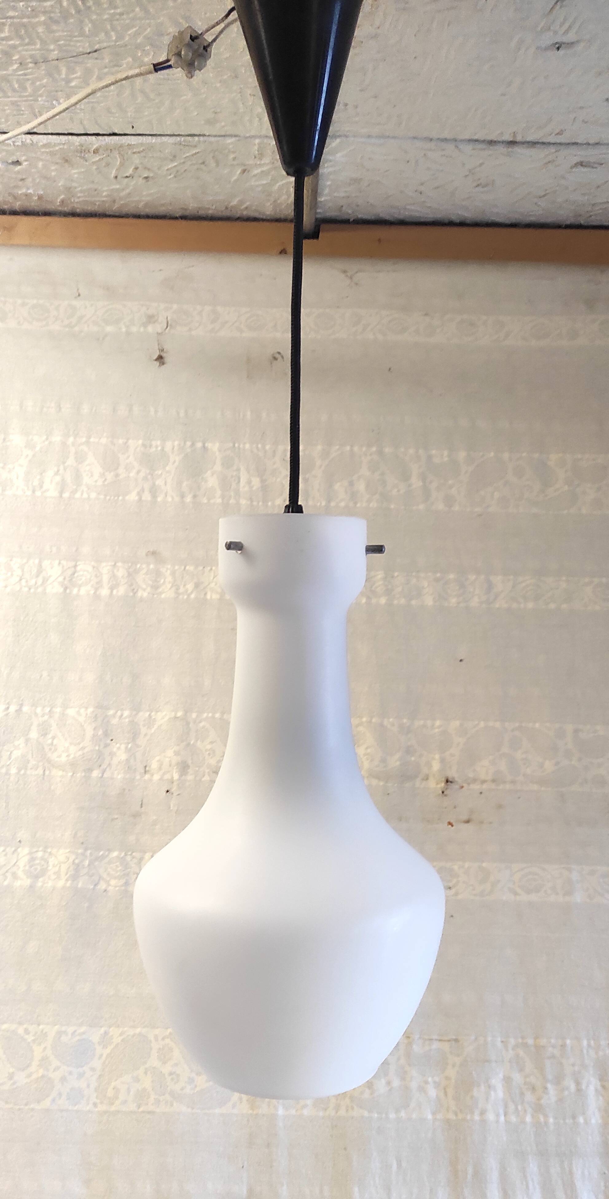 Opaline globe design pendant light by Targetti Sankey (Italy) - mid-20th century