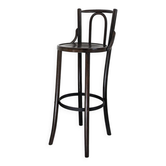 Tabouret de bar Tabouret en bois Bug brun foncé Mid Century Vintage repos-pieds en métal Bar compto