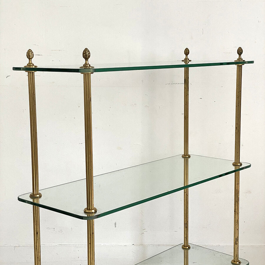 Vintage shelf 70's glass and brass