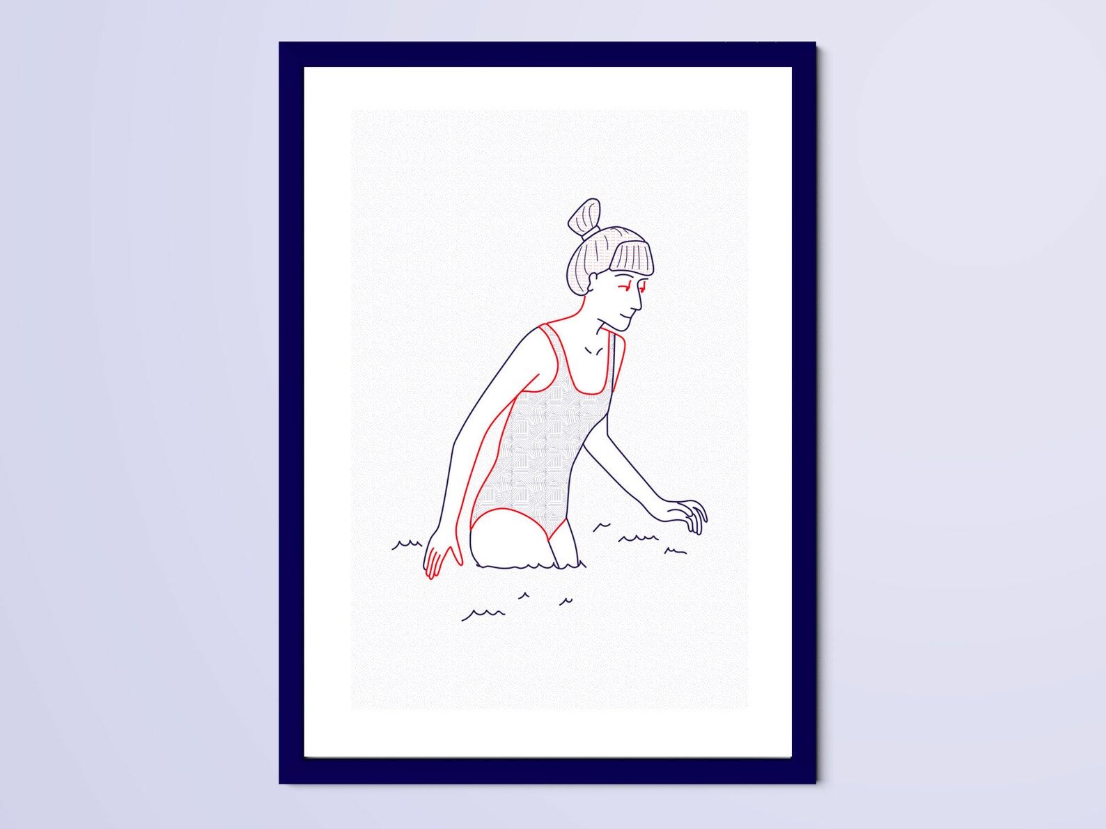 Illustration A4 naiade no. 1/8 brittany bather sea