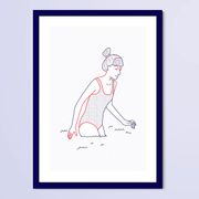 Illustration A4 naiade no. 1/8 bretagne baigneuse mer