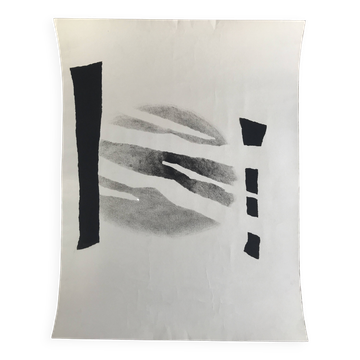 Albin TSAUT, Sans titre, 1998. Technique mixte en noir signée au dos