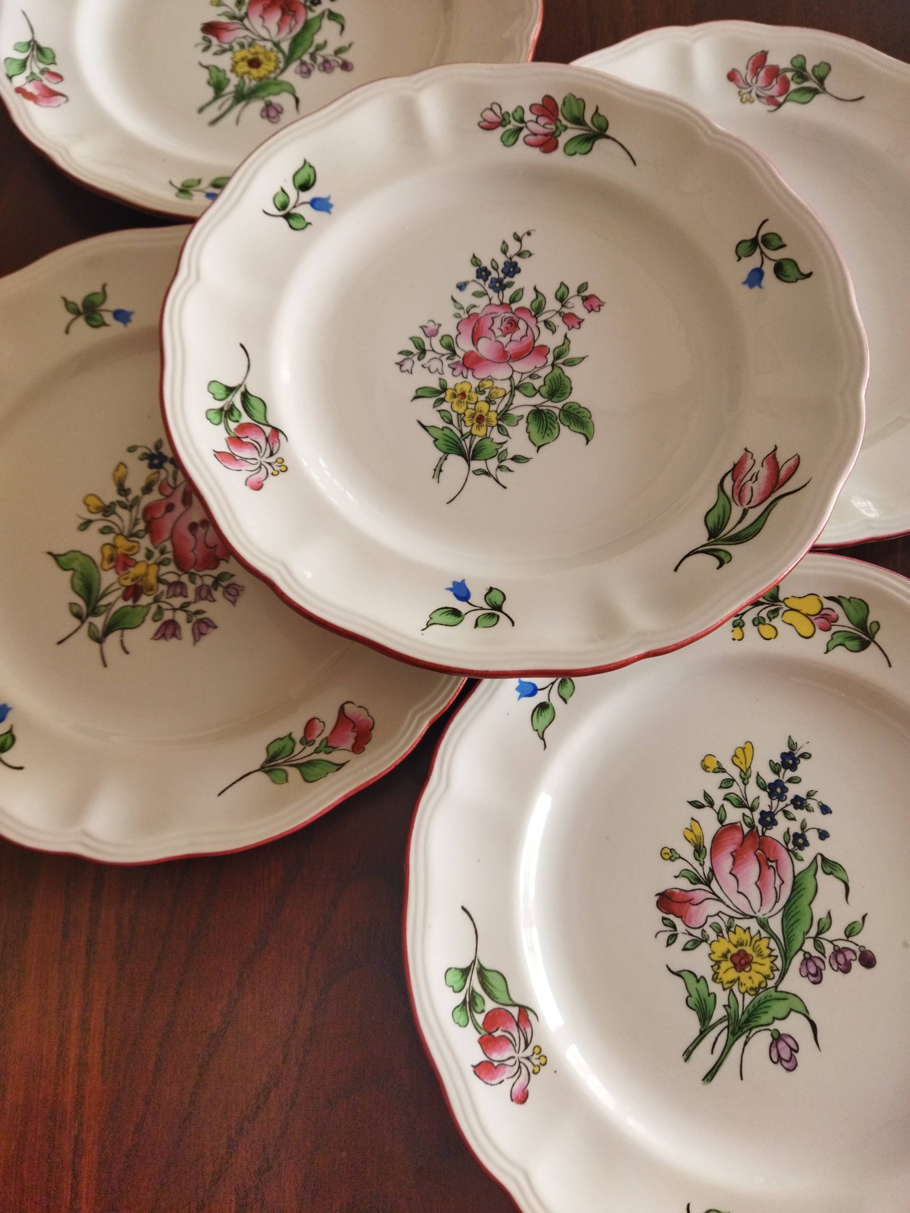 5 assiettes à cake "Réverbère fin" KG Lunéville