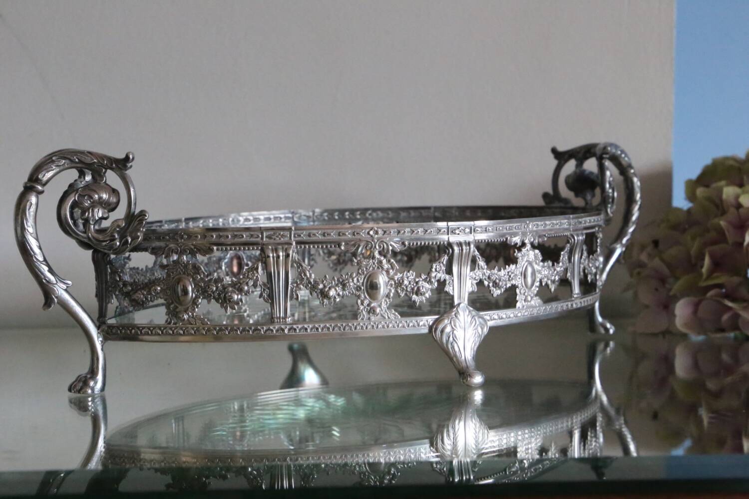 English silver table centerpiece