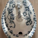 Old saucie bottle on frame with longwy daisy lid terre de fer