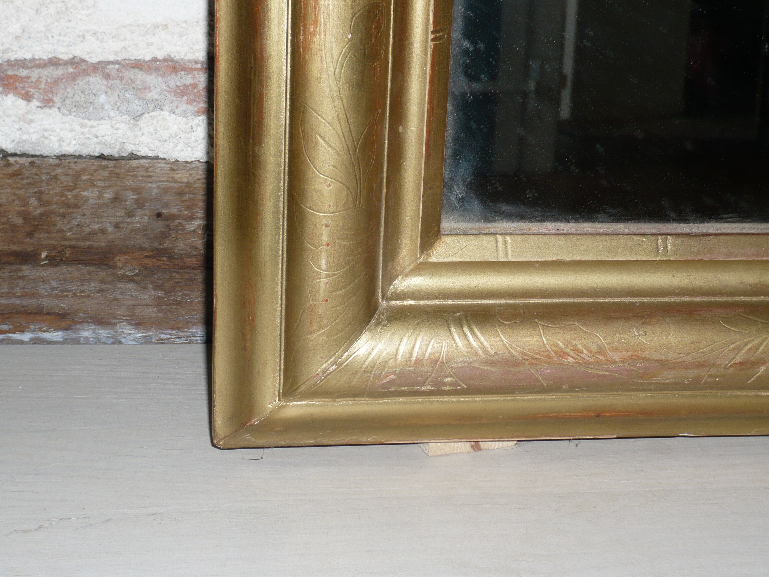 Miroir ancien en bois doré 78x134 cm