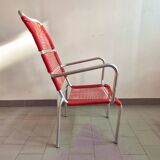 Set of 5 vintage scoubidou armchairs 1950 in aluminium & plastic wire 50