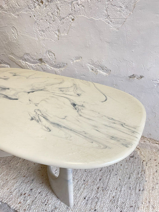 Vintage Marmorino coffee table with sculptural base, Danish modern style 1991