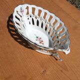 open porcelain basket fruit cup floral pattern