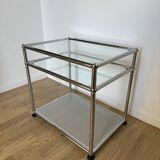 USM Haller Glass and Light Grey 2/2 Side Table