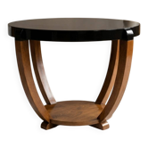 Large Art Deco centre table from the 1930s – Sabre legs in walnut and lacquer.