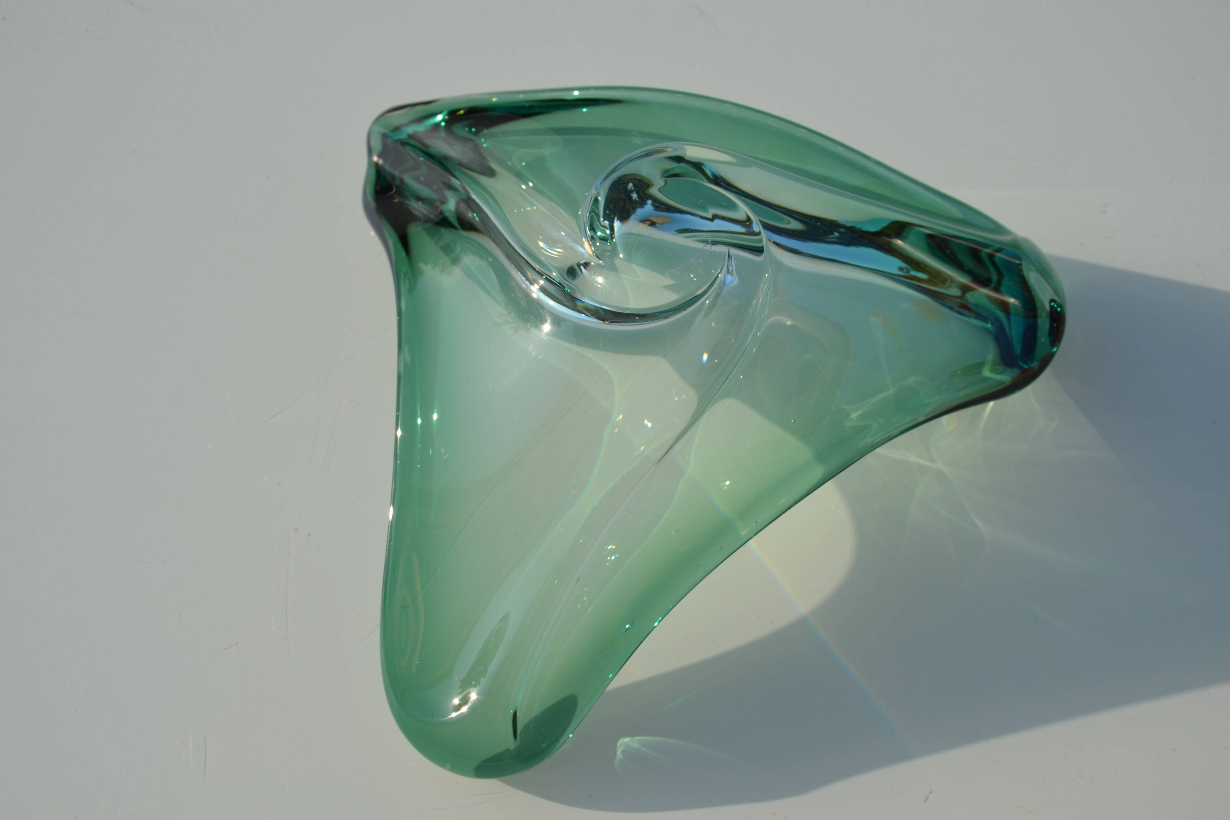 Val St Lambert green crystal bowl