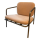Deadgood Working Lounge Chair, in pale pink fabric with metal base