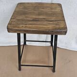 Old workshop stool in wood + wrought iron