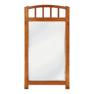 Miroir Art Déco en bois avec miroir taillé en facettes, années 1930