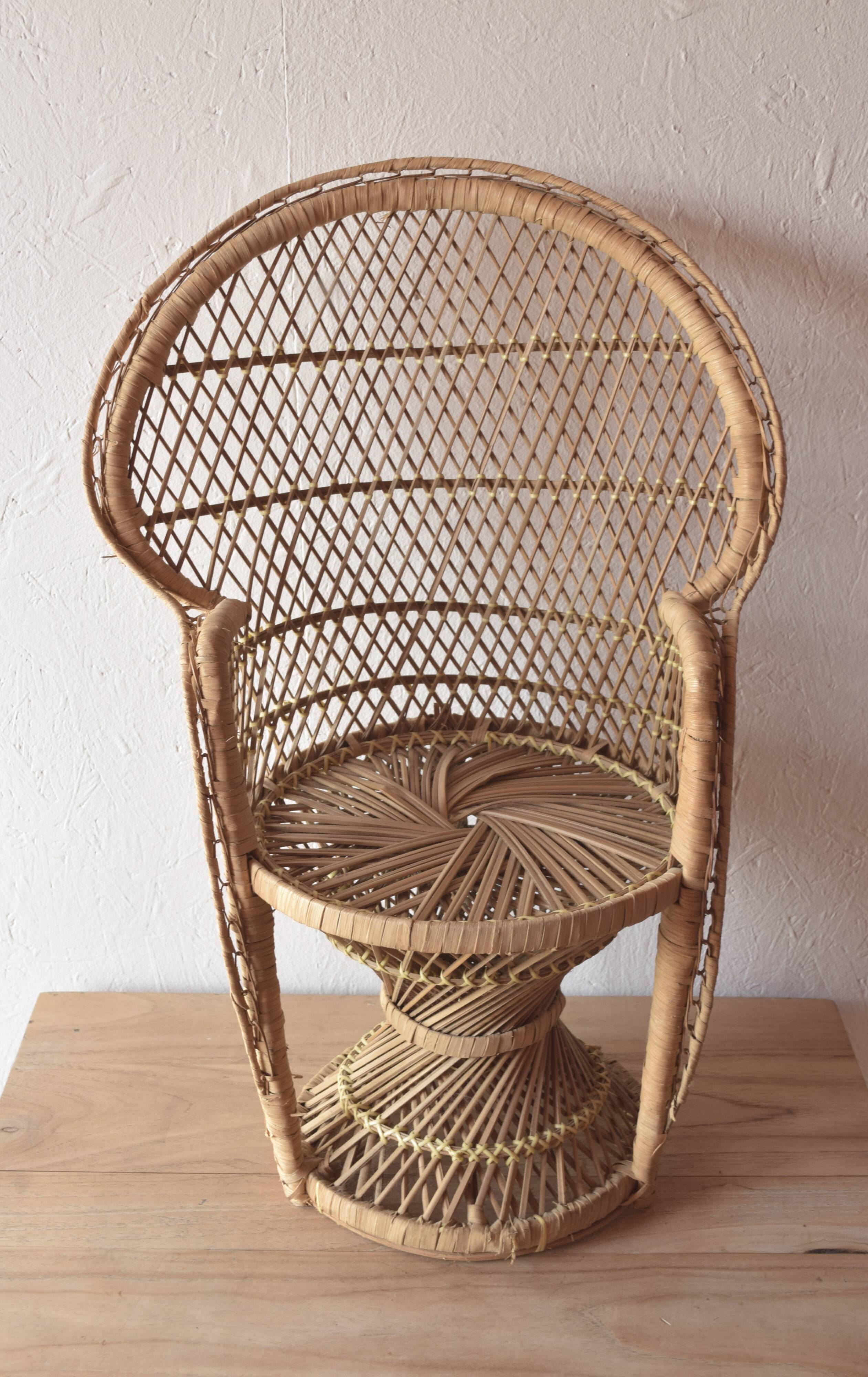 Miniature Peacock Armchair - Large Emmanuelle Rattan Doll Armchair - 65 cm