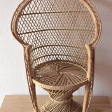 Miniature Peacock Armchair - Large Emmanuelle Rattan Doll Armchair - 65 cm