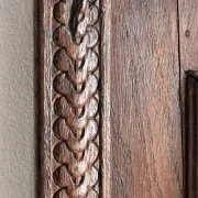 Antique mirror (right) oak wardrobe door with bevelled glass and