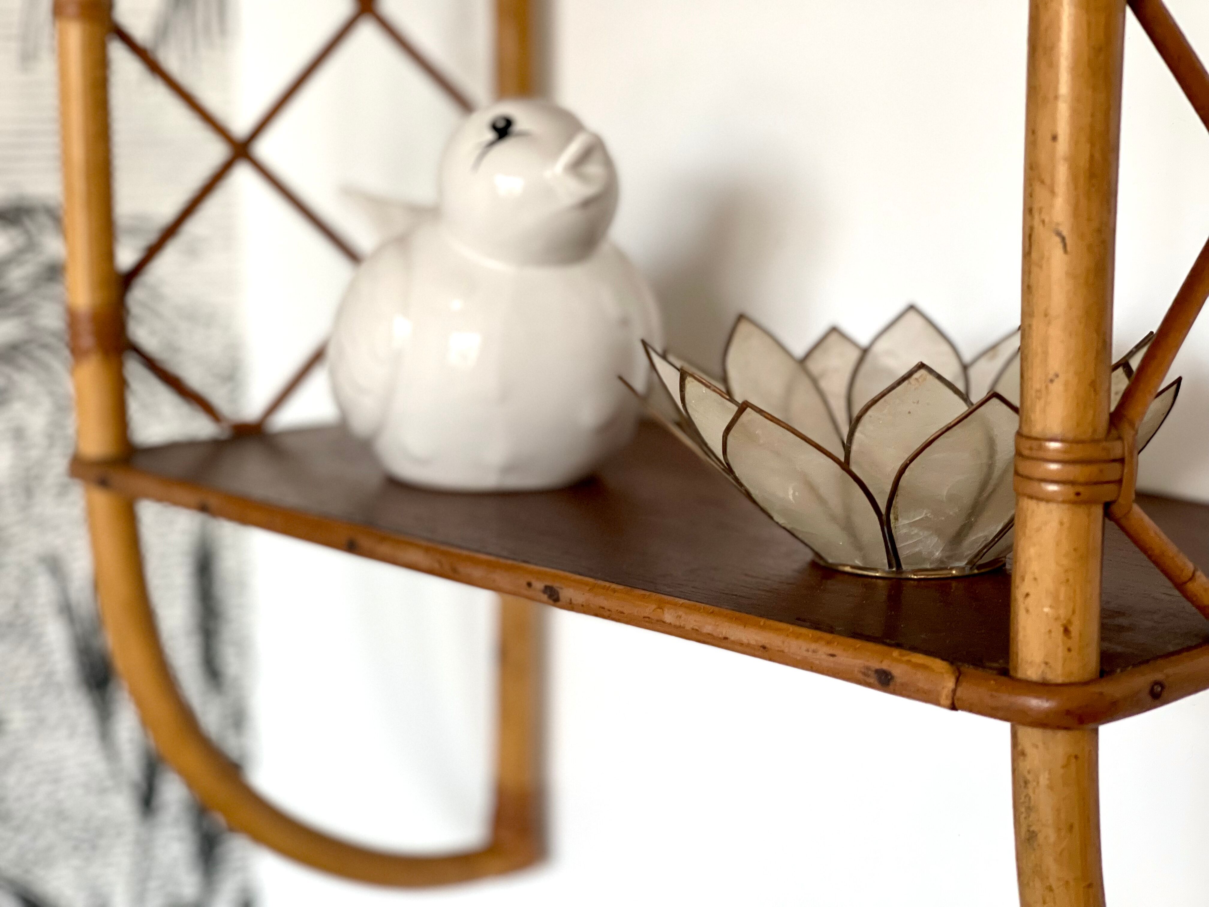 Rattan wall shelf 1960