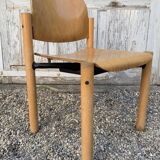 Series lot of 40 vintage stackable chairs in beech lubke year 1970