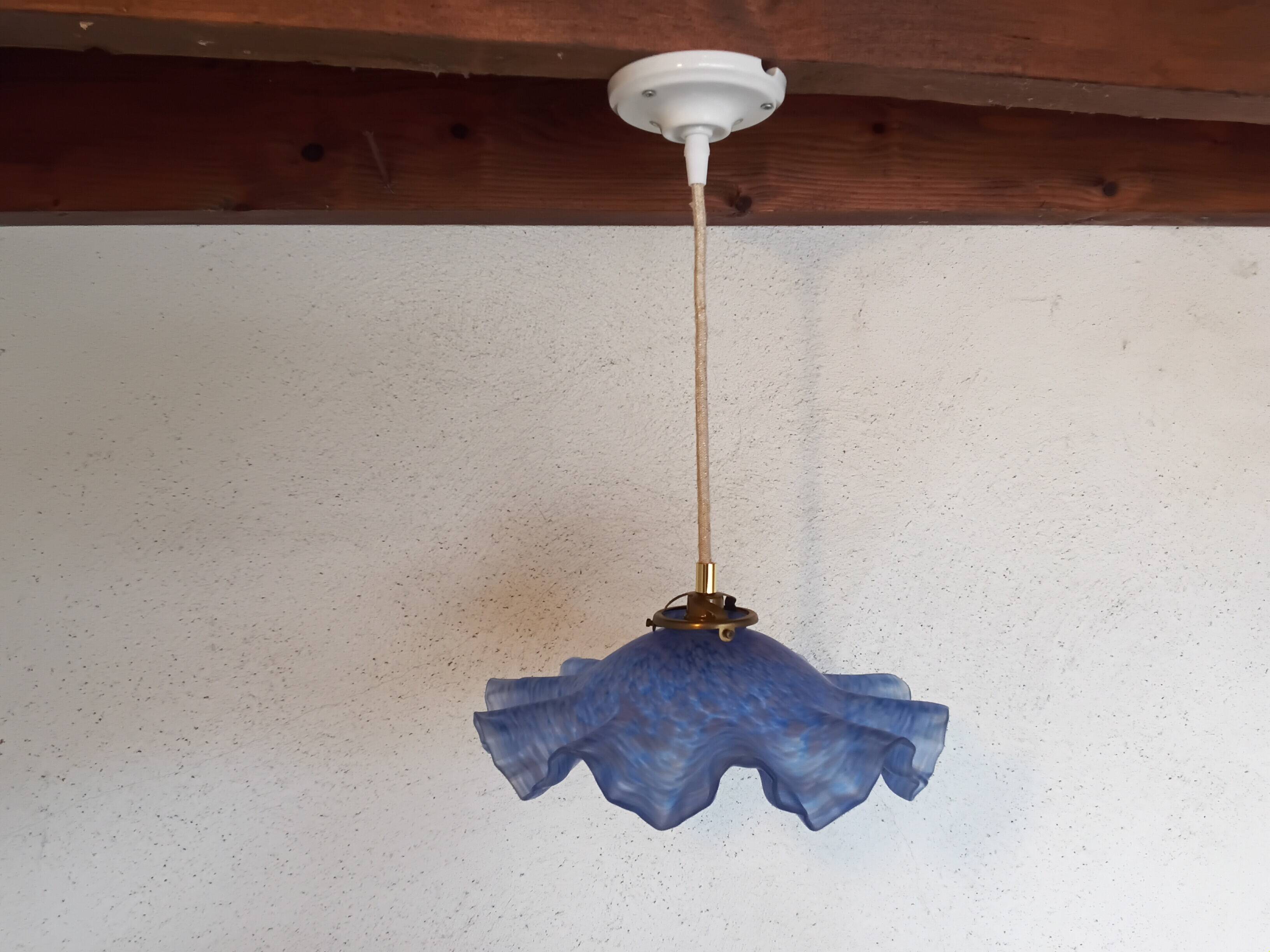 Vintage draped opaline glass pendant.