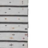 Vintage undyed wool goat hair turkish kilim rug 5' x 6'11''