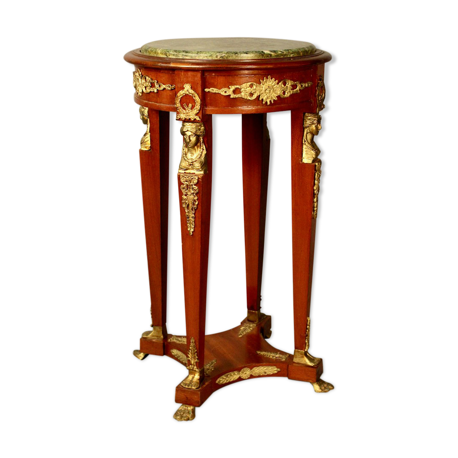 Empire style pedestal table with green marble