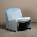 Giancarlo Piretti Alky Lounge Chair Sky Blue Velvet for Anonima Castelli