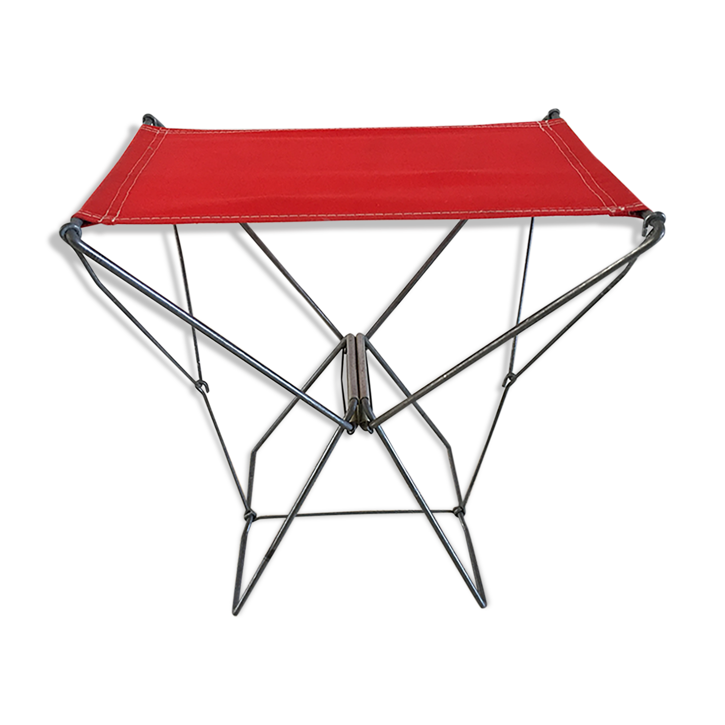 Tabouret nomade pliant de camping rouge