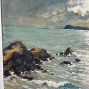 Large painting of the Mediterranean seaside in Toulon, signed Jean Vincent